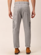 Jainish Men's Casual Cotton Solid Cargo Pants ( KGP 154 Light-Grey ) - Distacart