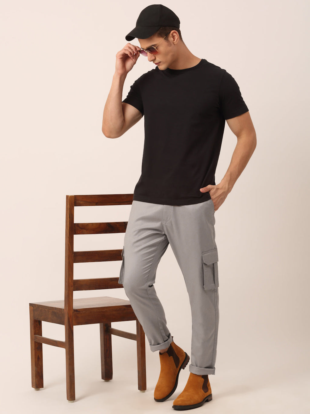 Jainish Men's Casual Cotton Solid Cargo Pants ( KGP 154 Light-Grey ) - Distacart