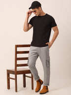 Jainish Men's Casual Cotton Solid Cargo Pants ( KGP 154 Light-Grey ) - Distacart