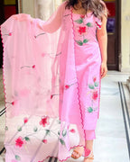 The52 Pink Women's Gorgeous Printed Viscose Fabric Straight Kurta Pant with Dupatta Set - Distacart