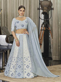 Myra White & Sky Multicolour Georgette Embroidered Designer Lehenga Choli