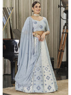 Myra White & Sky Multicolour Georgette Embroidered Designer Lehenga Choli