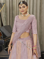 Myra Pink & Peach Multicolour Art Silk Embroidered Designer Lehenga Choli