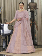 Myra Pink & Peach Multicolour Art Silk Embroidered Designer Lehenga Choli