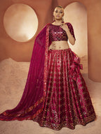 Myra Magenta Velvet Embroidered Designer Lehenga Choli