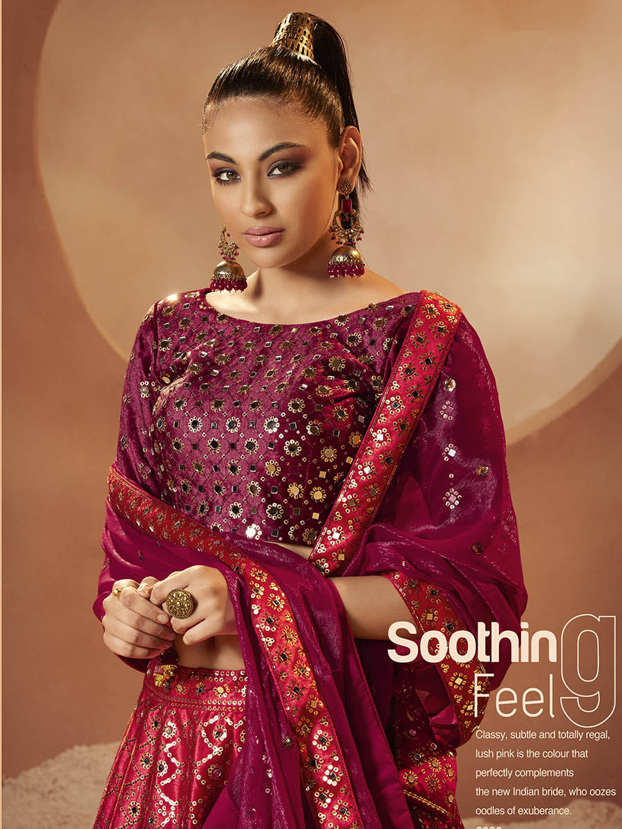 Myra Magenta Velvet Embroidered Designer Lehenga Choli