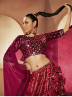 Myra Magenta Velvet Embroidered Designer Lehenga Choli