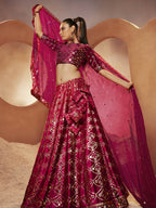 Myra Magenta Velvet Embroidered Designer Lehenga Choli
