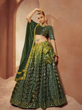 Myra Green Velvet Embroidered Designer Lehenga Choli