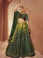 Myra Green Velvet Embroidered Designer Lehenga Choli