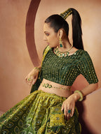 Myra Green Velvet Embroidered Designer Lehenga Choli