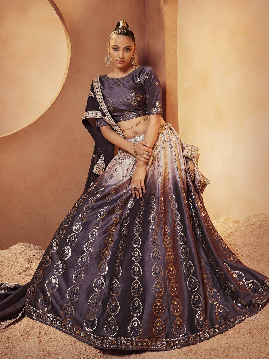 Myra Purple Velvet Embroidered Designer Lehenga Choli