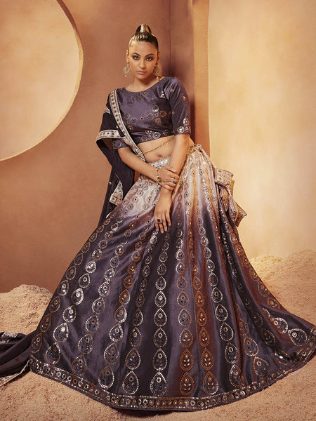Myra Purple Velvet Embroidered Designer Lehenga Choli