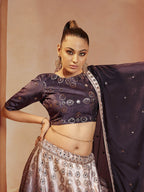 Myra Purple Velvet Embroidered Designer Lehenga Choli