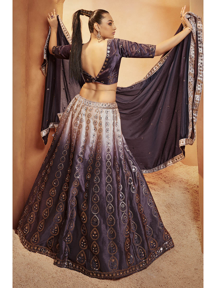 Myra Purple Velvet Embroidered Designer Lehenga Choli