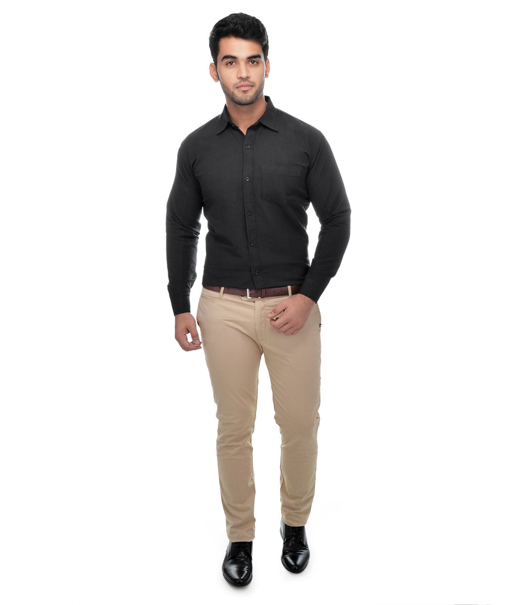 RIAG Black Men's Full Sleeves Solid Shirt - Distacart