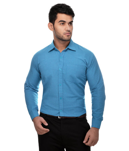 RIAG Blue Men's Full Sleeves Solid Shirt