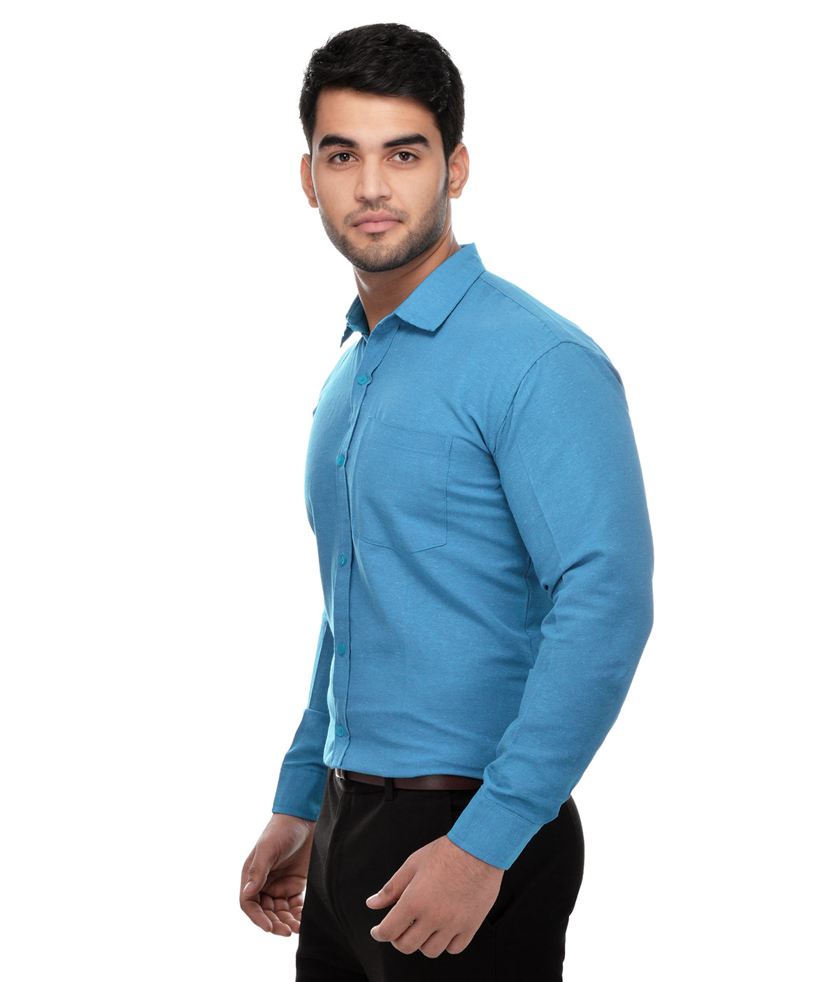 RIAG Blue Men's Full Sleeves Solid Shirt - Distacart