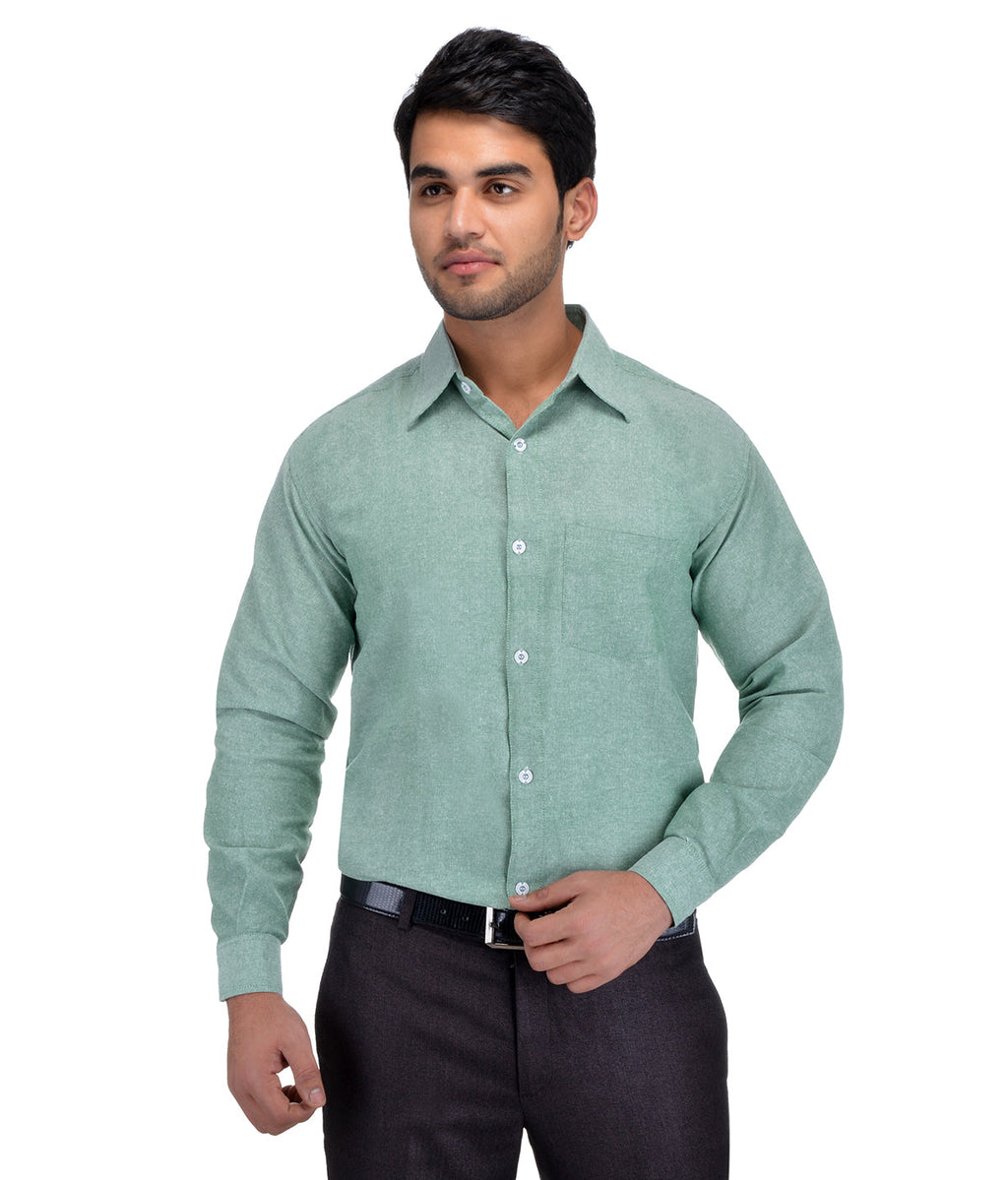 RIAG Green Men's Full Sleeves Solid Shirt - Distacart