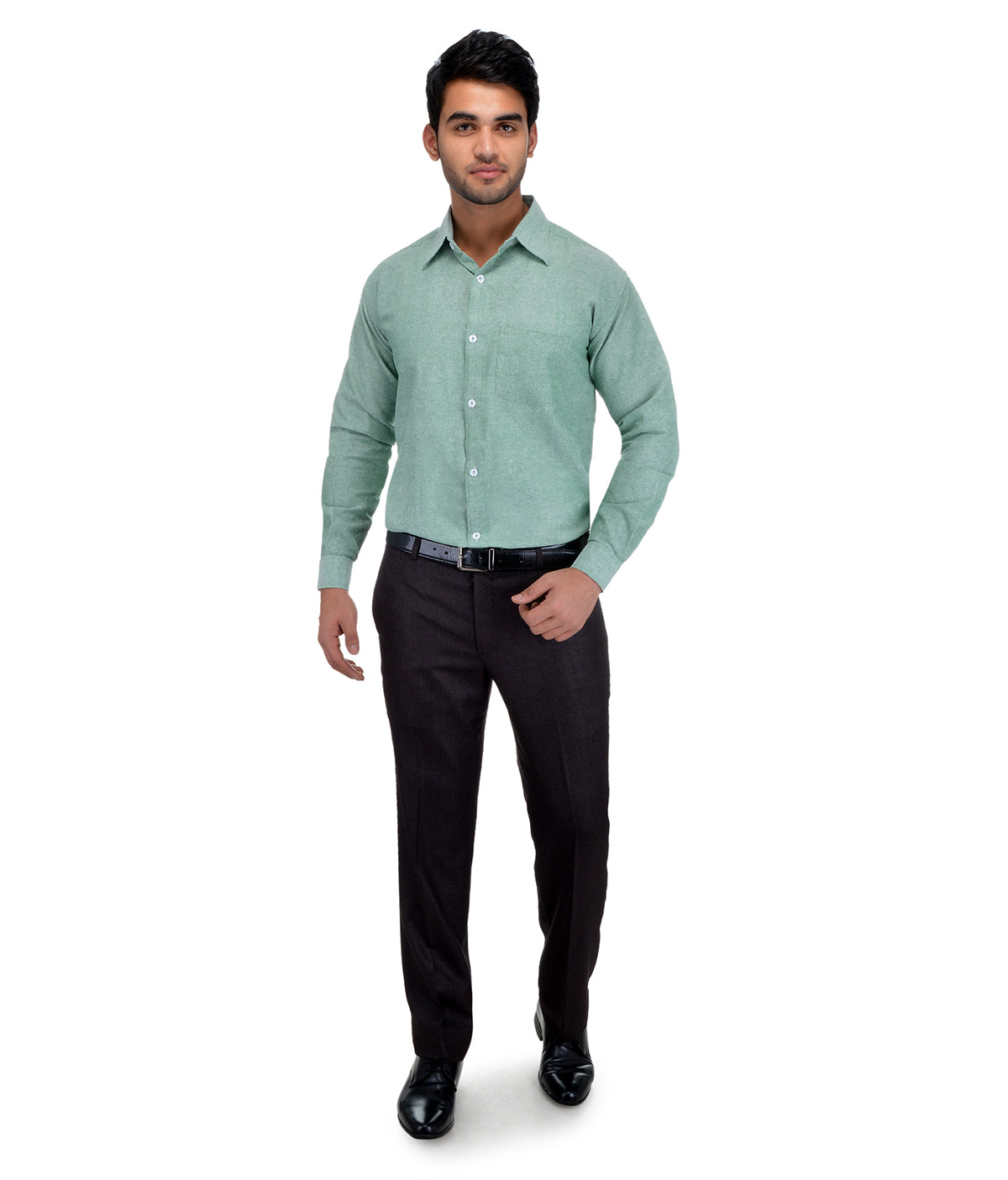 RIAG Green Men's Full Sleeves Solid Shirt - Distacart