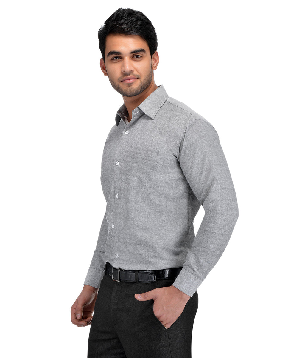 RIAG Grey Men's Full Sleeves Solid Shirt - Distacart