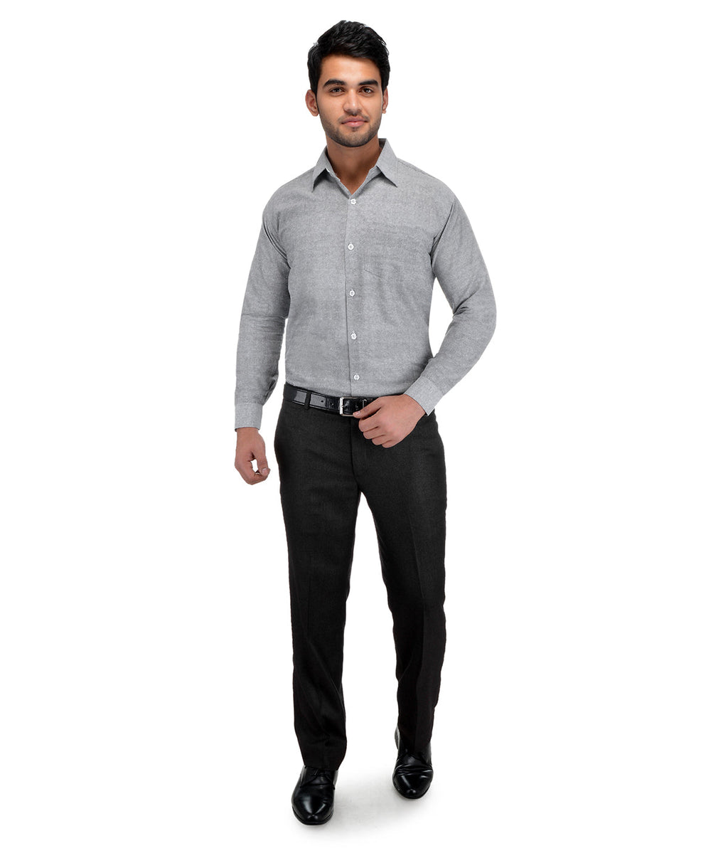 RIAG Grey Men's Full Sleeves Solid Shirt - Distacart