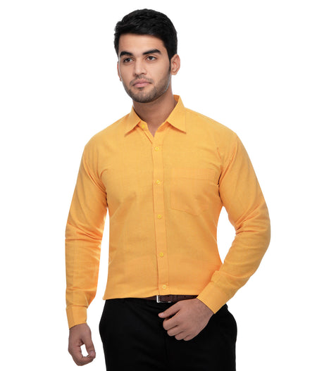 RIAG Yellow Men's Full Sleeves Solid Shirt