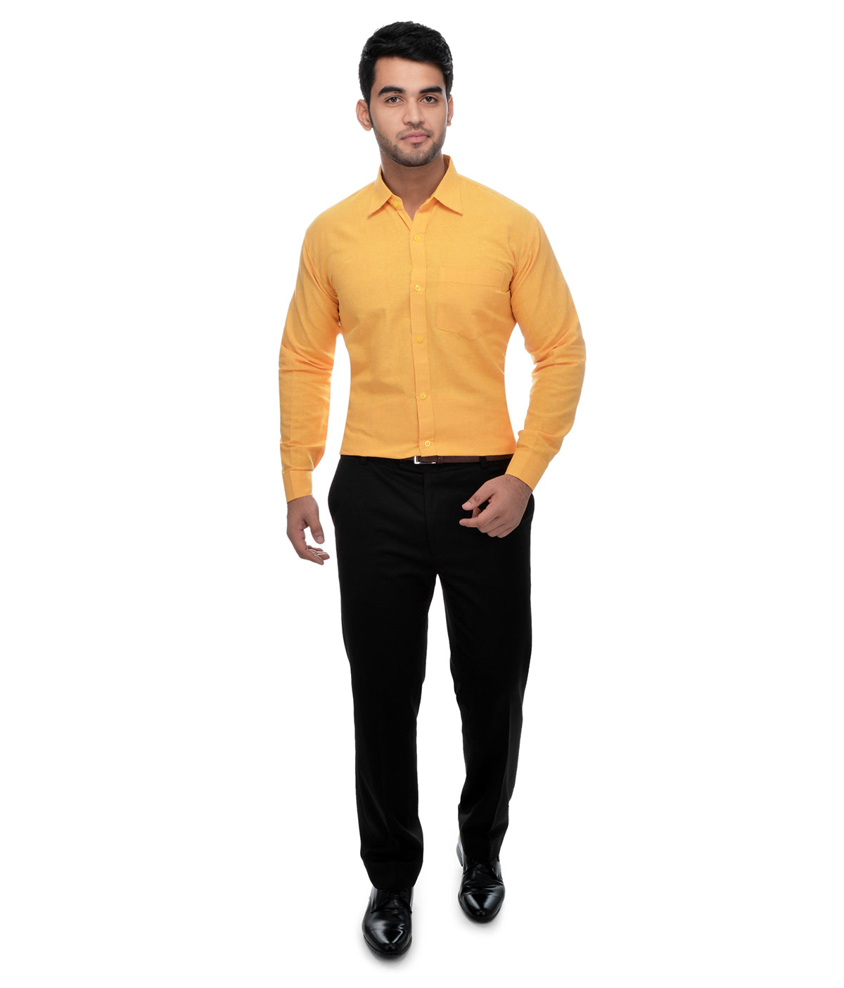 RIAG Yellow Men's Full Sleeves Solid Shirt - Distacart