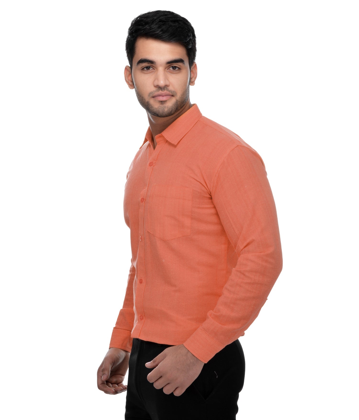RIAG Orange Men's Full Sleeves Solid Shirt - Distacart