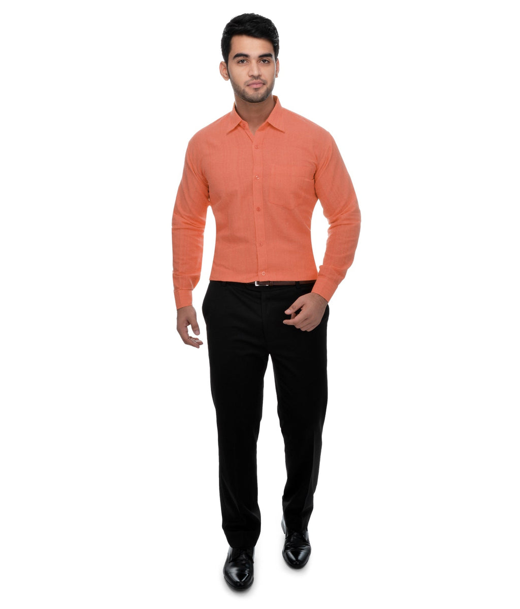 RIAG Orange Men's Full Sleeves Solid Shirt - Distacart
