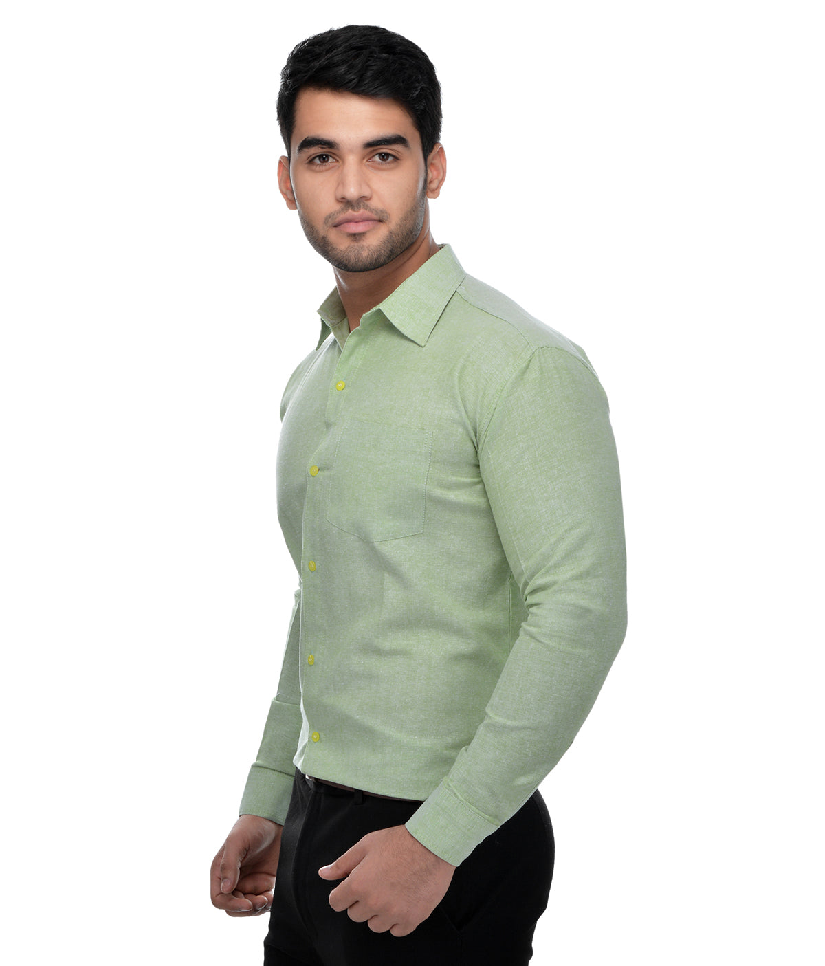 RIAG Green Men's Full Sleeves Solid Shirt - Distacart