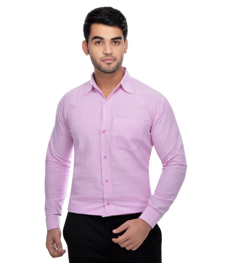 RIAG Pink Men's Full Sleeves Solid Shirt
