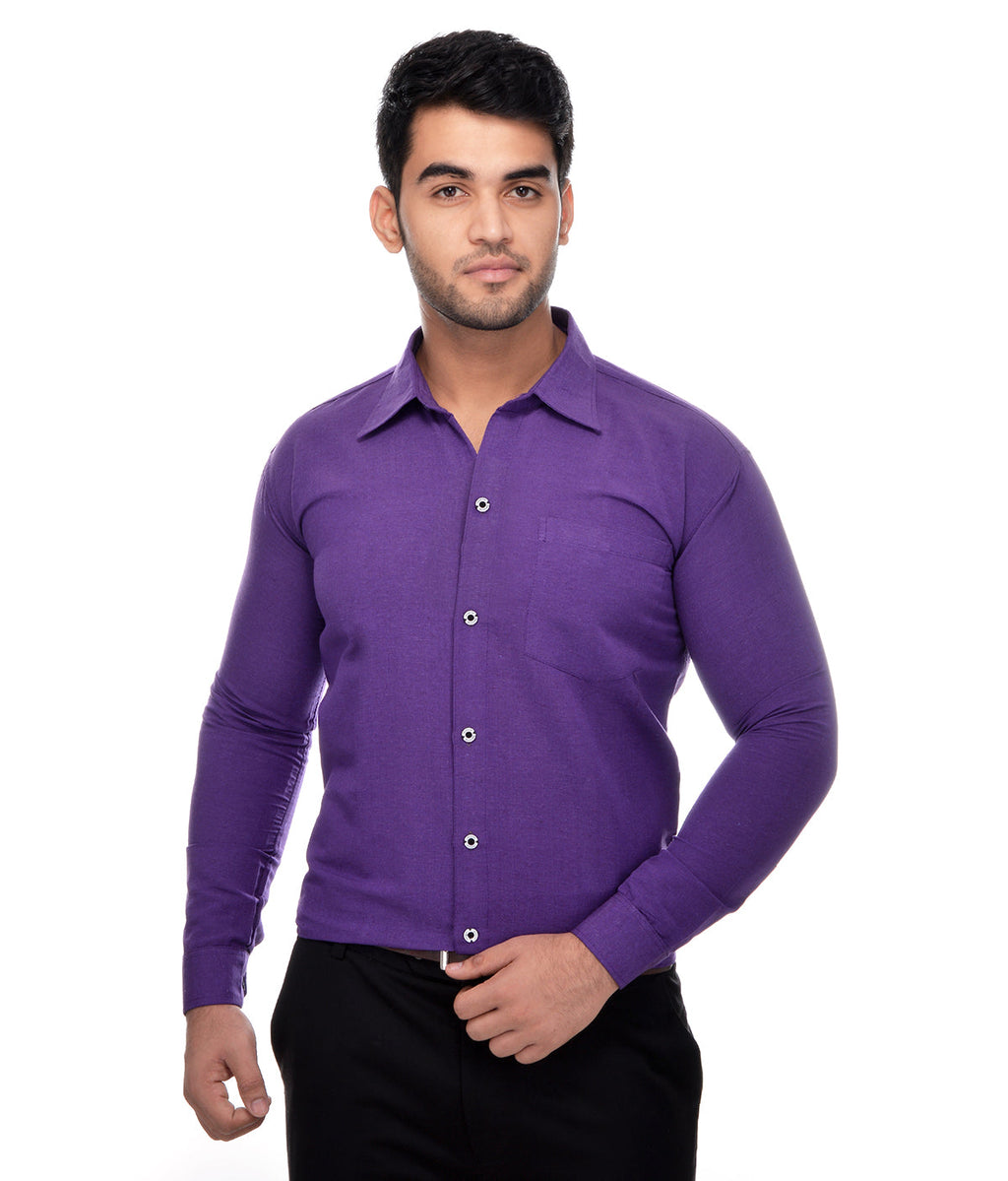 RIAG Purple Men's Full Sleeves Solid Shirt - Distacart