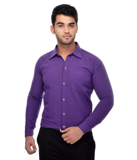RIAG Purple Men's Full Sleeves Solid Shirt