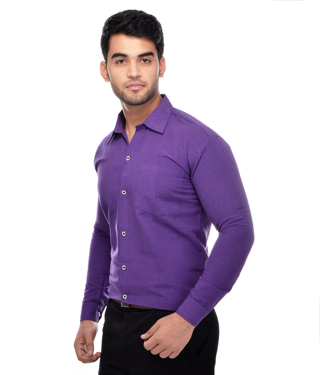 RIAG Purple Men's Full Sleeves Solid Shirt - Distacart