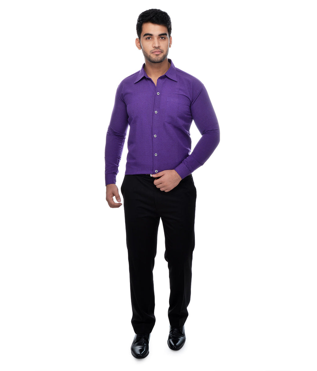 RIAG Purple Men's Full Sleeves Solid Shirt - Distacart