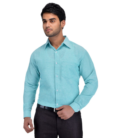 RIAG Light Blue Men's Full Sleeves Solid Shirt