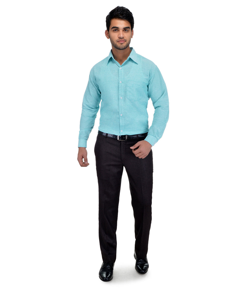 RIAG Light Blue Men's Full Sleeves Solid Shirt - Distacart