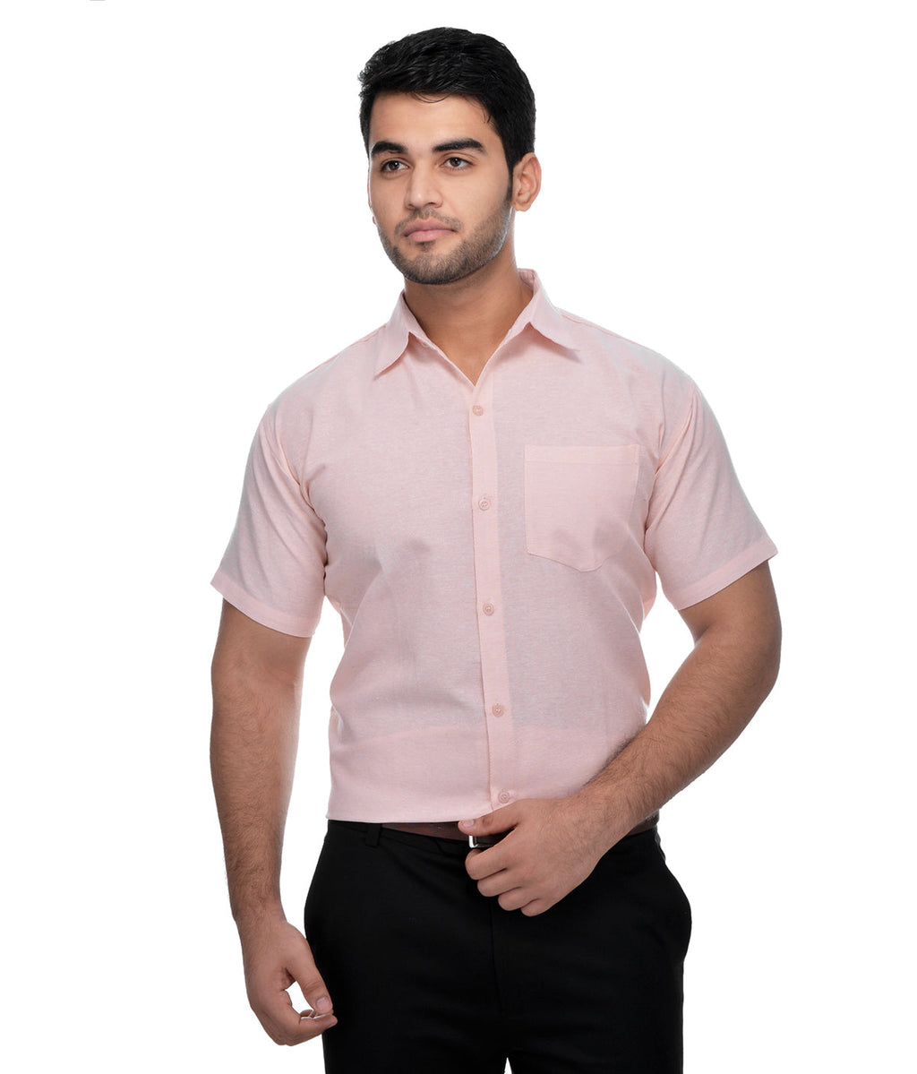 RIAG Beige Men's Half Sleeves Solid Shirt - Distacart