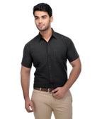 RIAG Black Men's Half Sleeves Solid Shirt - Distacart