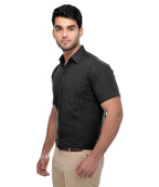 RIAG Black Men's Half Sleeves Solid Shirt - Distacart