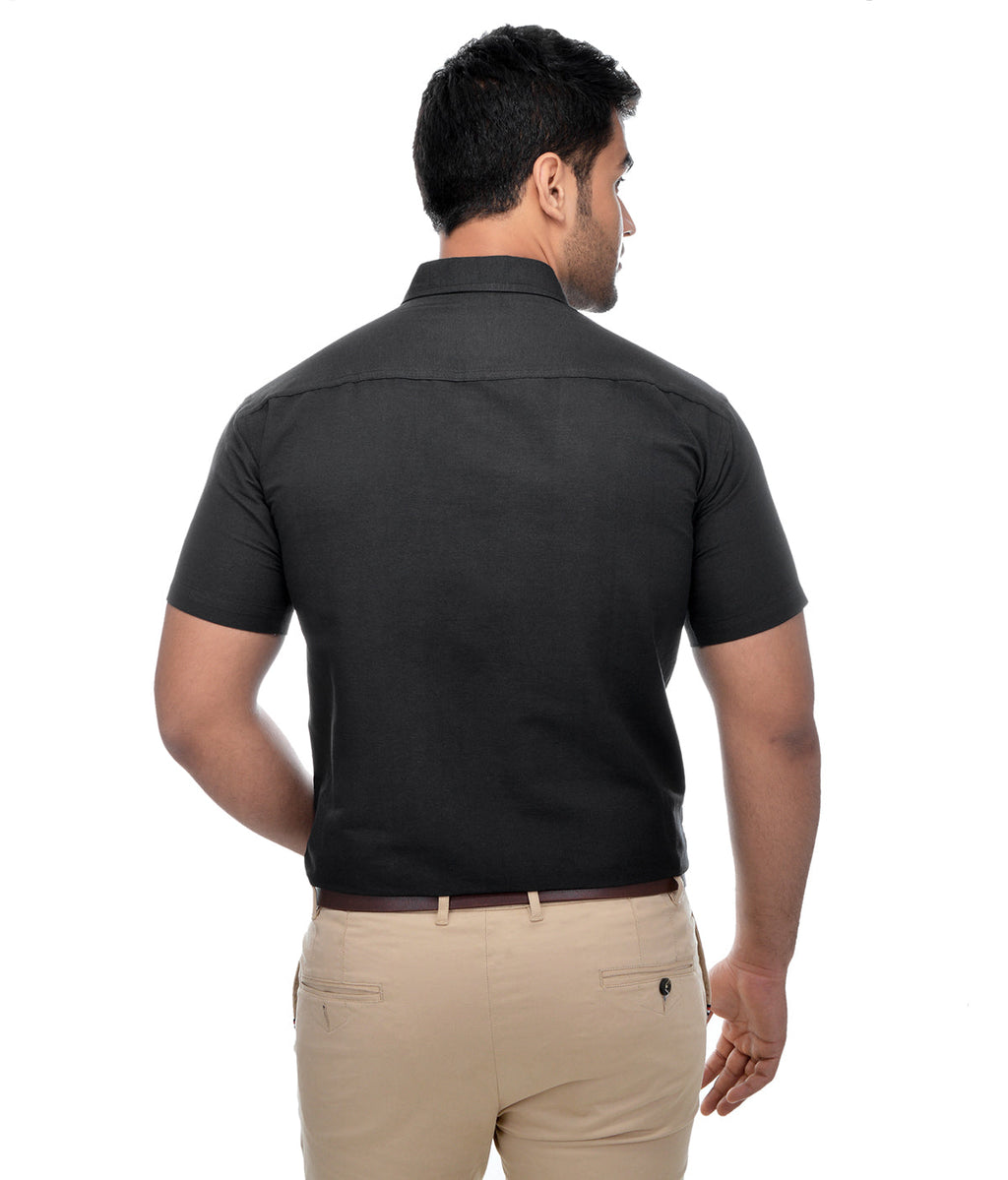 RIAG Black Men's Half Sleeves Solid Shirt - Distacart