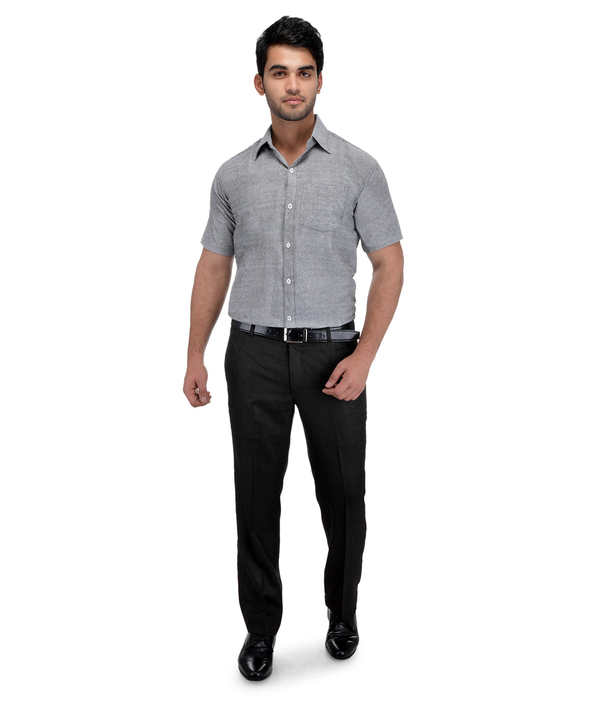 RIAG Grey Men's Half Sleeves Solid Shirt - Distacart