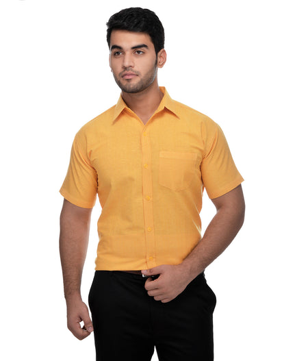 RIAG Yellow Men's Half Sleeves Solid Shirt