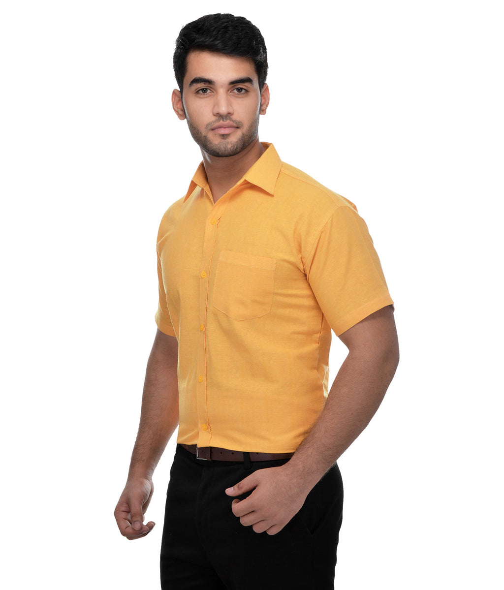 RIAG Yellow Men's Half Sleeves Solid Shirt - Distacart