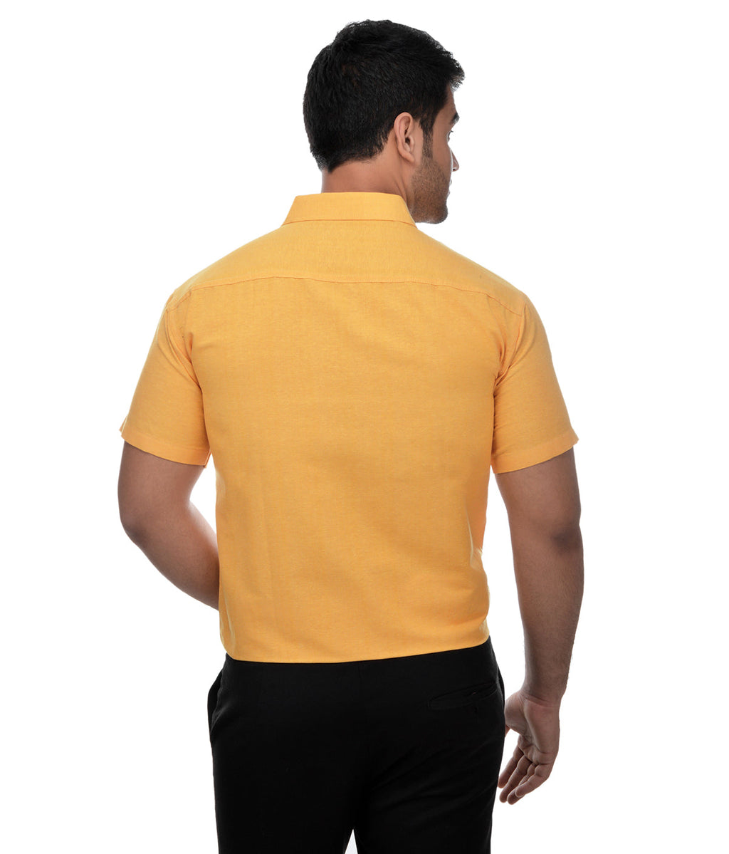 RIAG Yellow Men's Half Sleeves Solid Shirt - Distacart