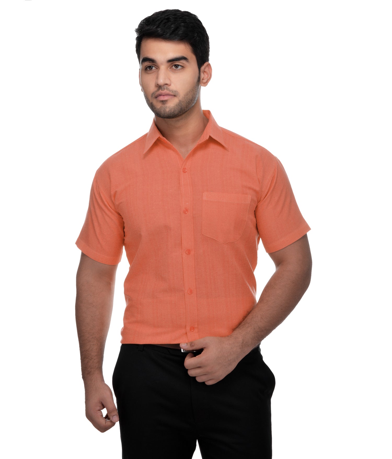 RIAG Orange Men's Half Sleeves Solid Shirt - Distacart