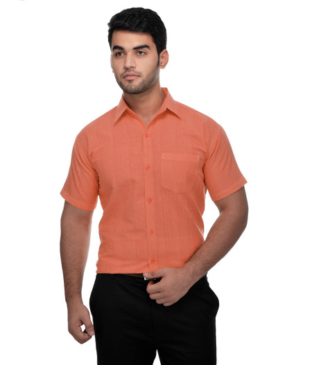RIAG Orange Men's Half Sleeves Solid Shirt