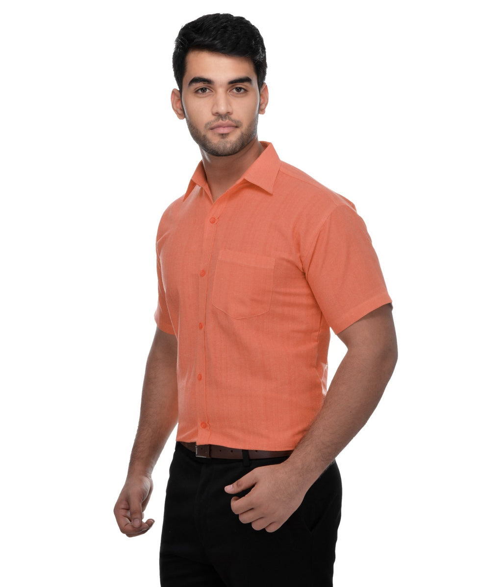 RIAG Orange Men's Half Sleeves Solid Shirt - Distacart