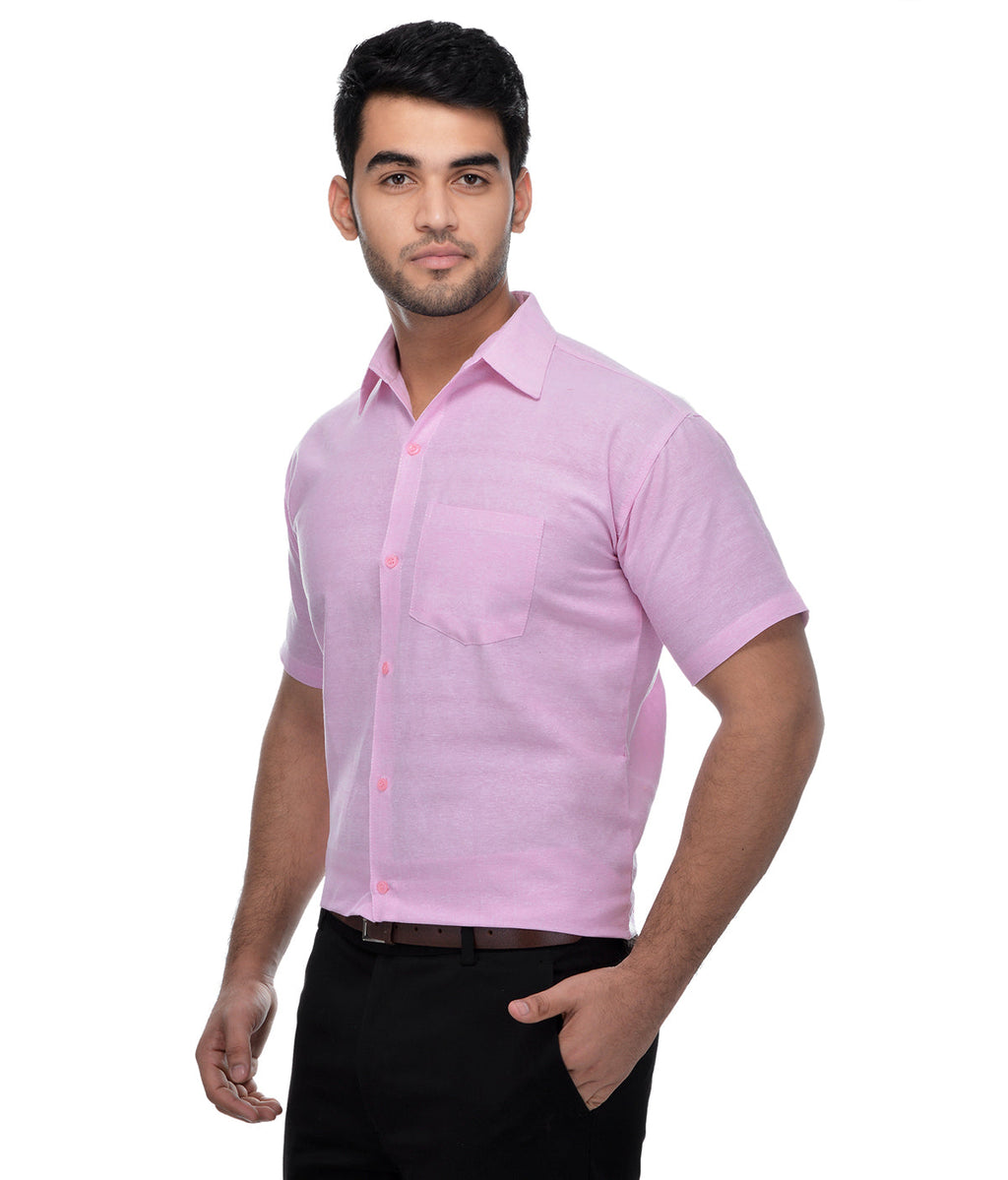 RIAG Pink Men's Half Sleeves Solid Shirt - Distacart